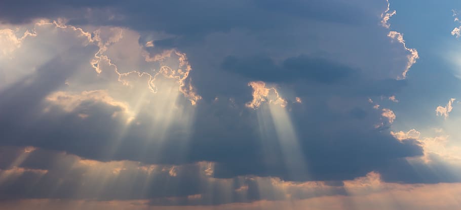 sky, clouds, crepuscular rays, cloud - sky, beauty in nature HD wallpaper