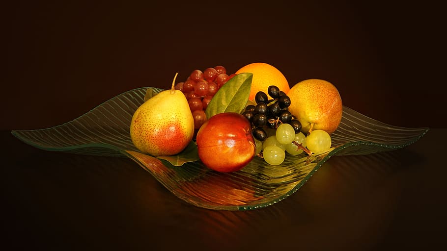 fruit bowl, dessert, food, vitamins, healthy, still life, orange, HD wallpaper