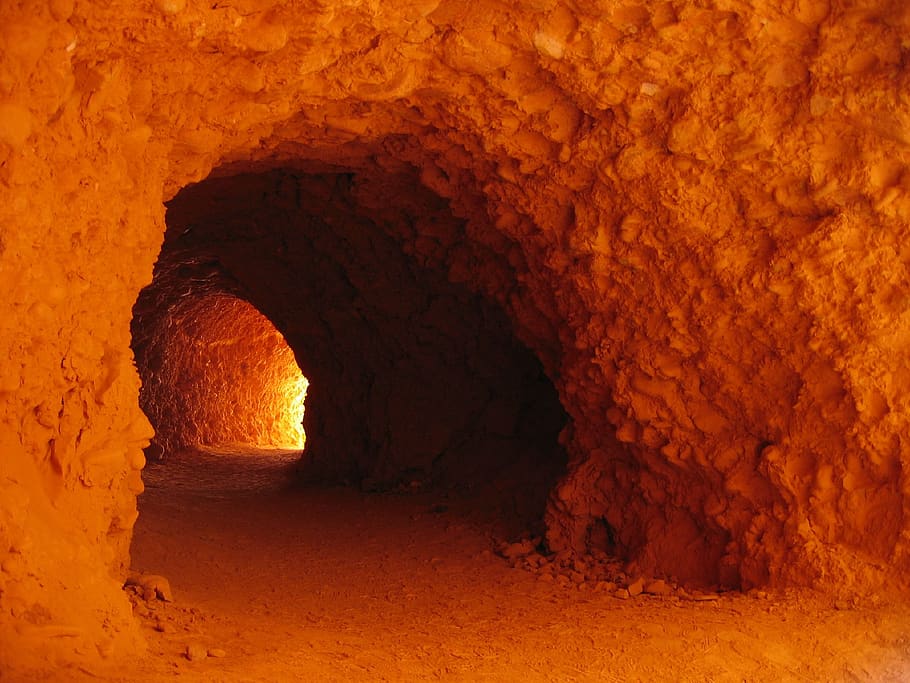 orange, cave, arch, rock formation, no people, rock - object HD wallpaper