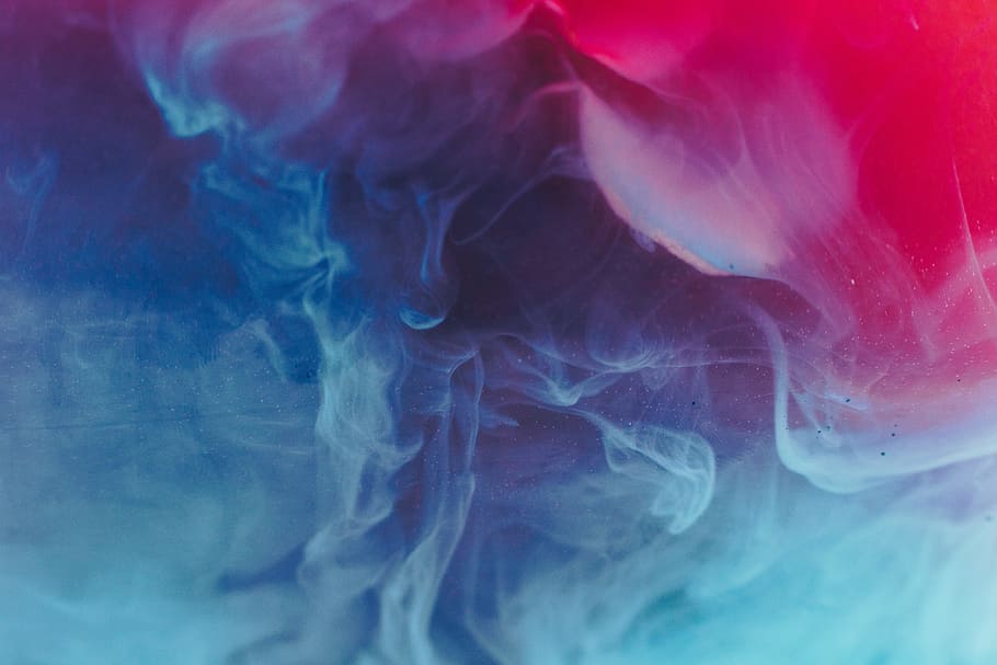 red and gray smoke bomb, color, colour, abstract, ink, water, HD wallpaper