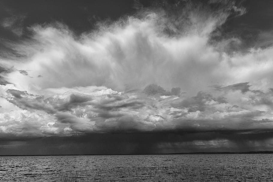 clouds, lake, water, nature, blue, cloud - sky, sea, storm HD wallpaper