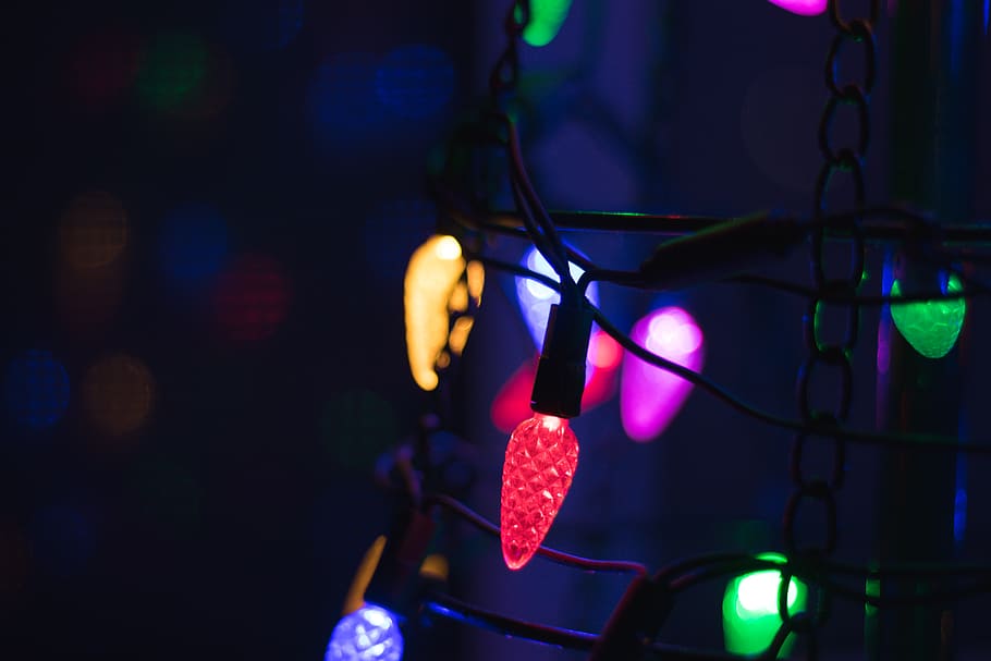 light, lights, dark, bokeh, wallpaper, typography, colorful HD wallpaper