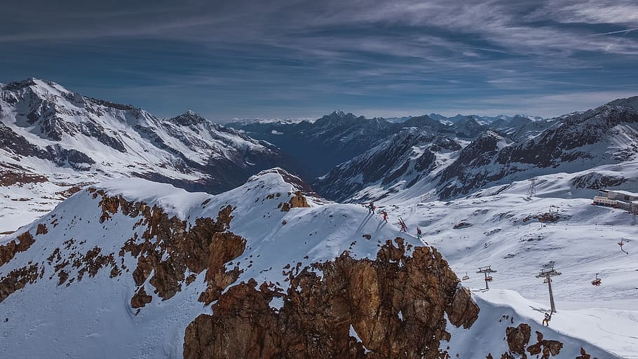 mountain, highland, cloud, sky, summit, ridge, landscape, nature HD wallpaper