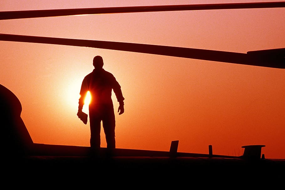 sunset, nature, orange, human, activity, silhouette, orange color HD wallpaper
