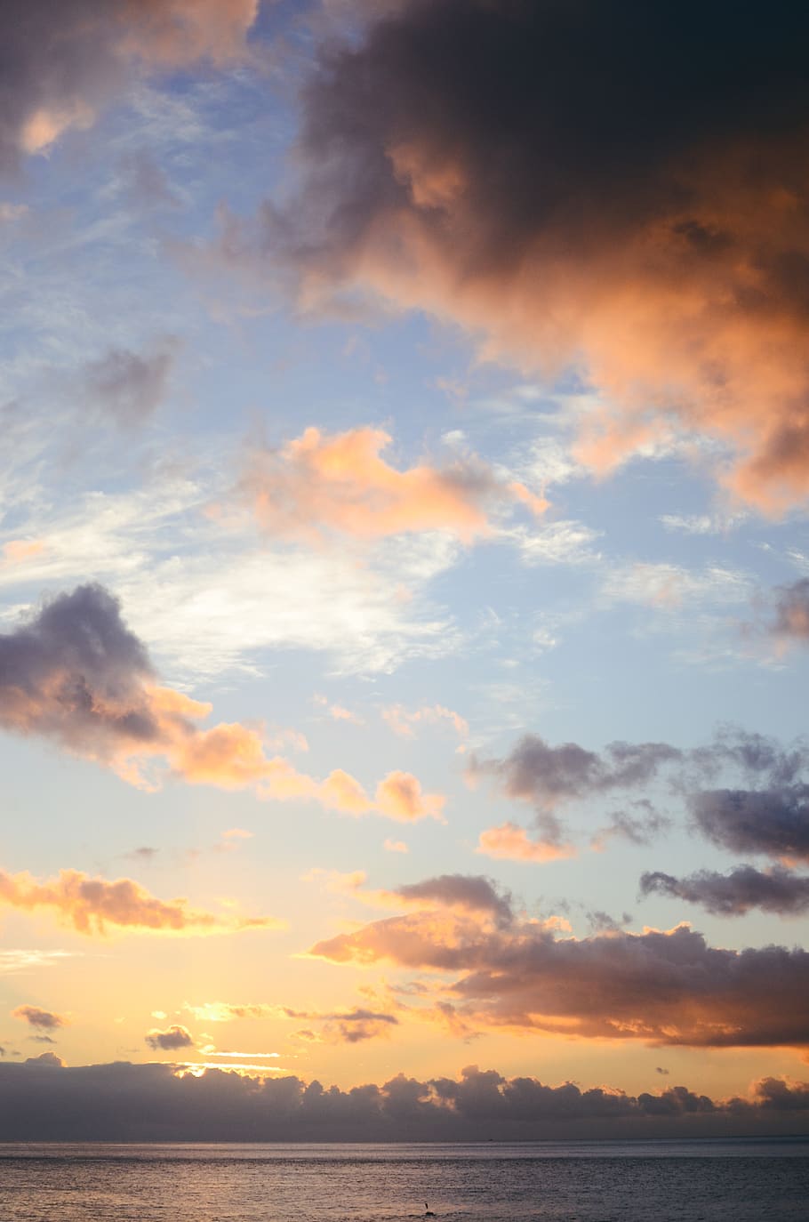 gray and blue clouds, sky, cloud - sky, beauty in nature, sunset HD wallpaper