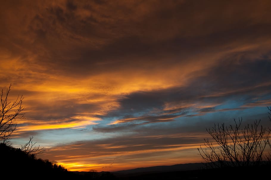 sunset, twilight, evening, lights, nature, landscape, cloud - sky HD wallpaper