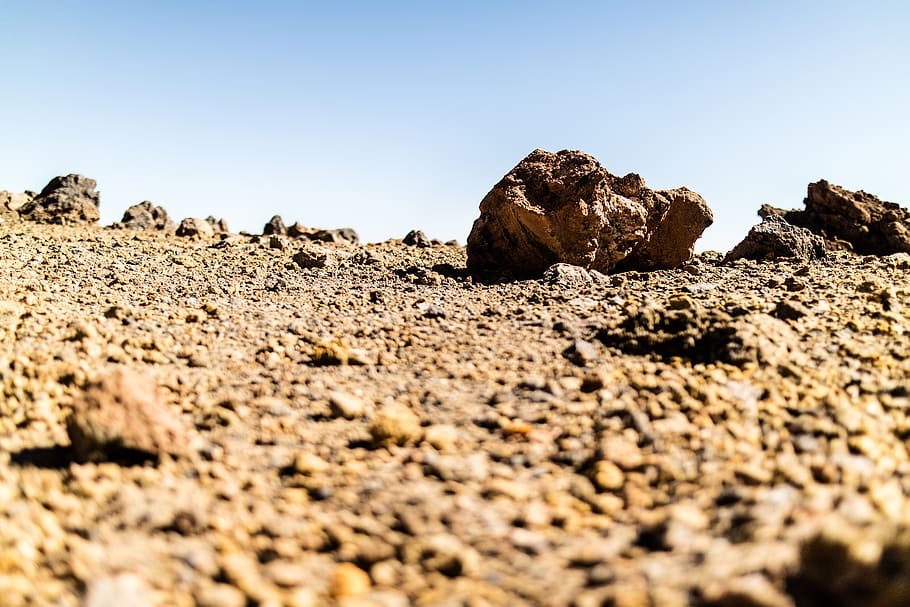 spain, mount teide, gold, volcano, stones, landscape, rocks HD wallpaper