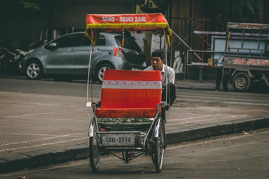 man riding trike, machine, wheel, vehicle, car, transportation HD wallpaper