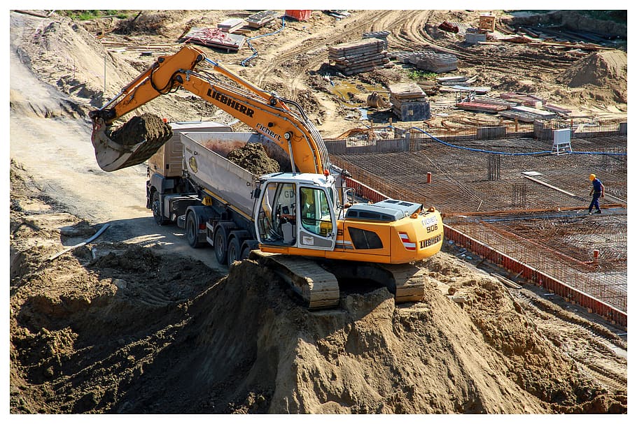 excavator, building, machine, equipment, work, the industry HD wallpaper