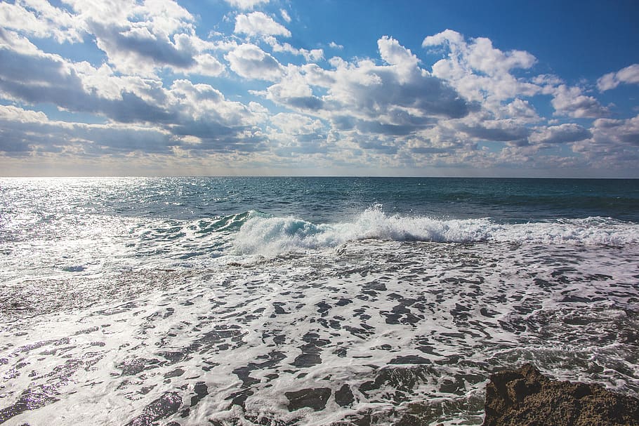 israel, waves, winter, beach, water, sky, skies, cloudy sky HD wallpaper