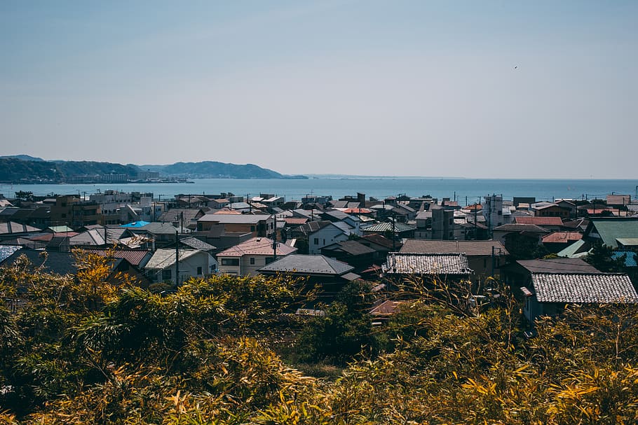 kamakura, japan, ocean view, building exterior, architecture, HD wallpaper