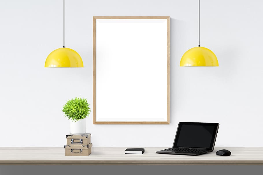 poster, frame, lamp, laptop, box, book, computer, technology HD wallpaper