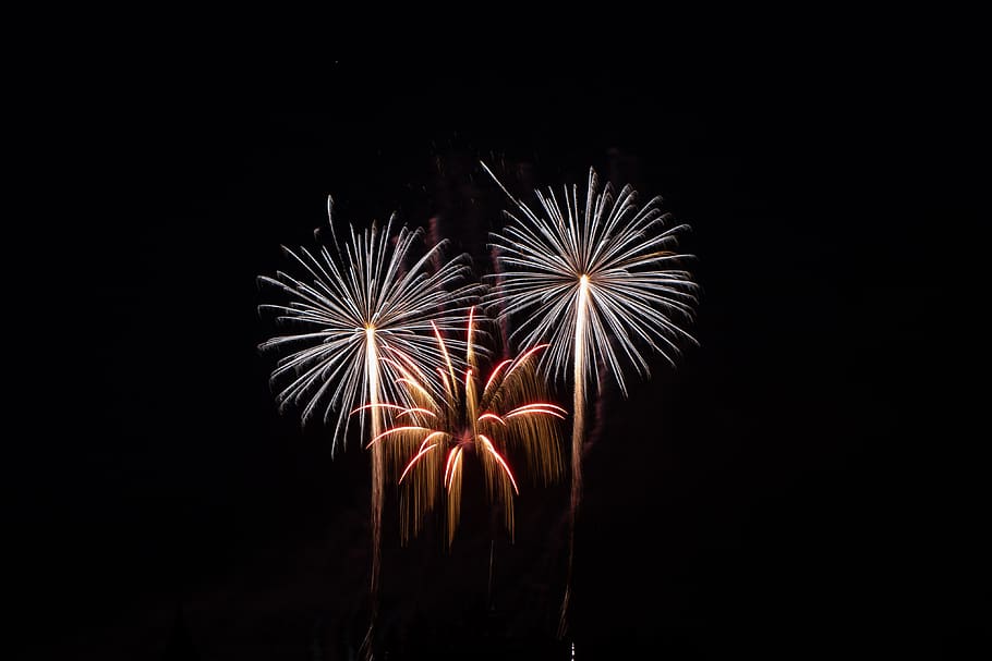 fireworks, sky, festival, new year's eve, pyrotechnics, town festival