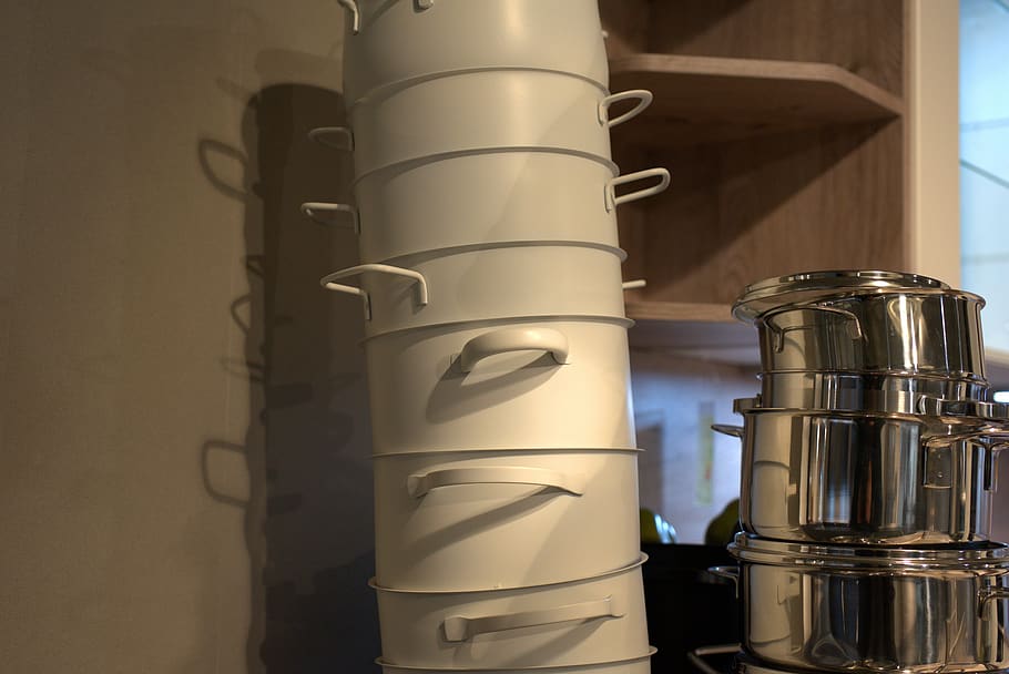 pot, stack, cook, kitchen, eat, washing dishes, fresh, washing up HD wallpaper