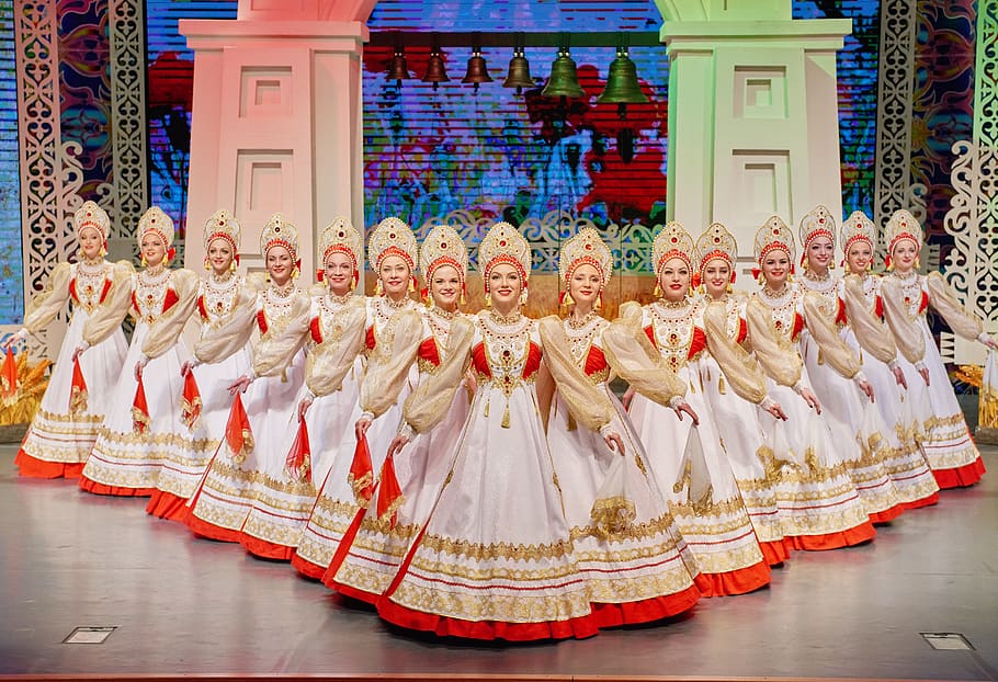 folklore, dance, russian dance, russian costume, kokoshnik, HD wallpaper