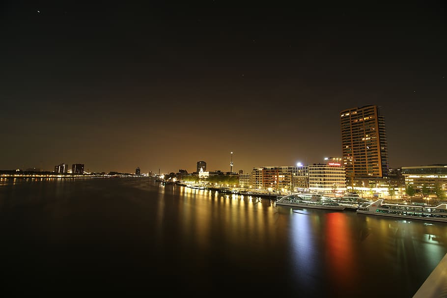 city, water, reflection, illuminated, building exterior, architecture HD wallpaper