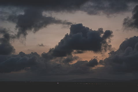 cloudy sky during nightime, nature, weather, outdoors, cumulus HD wallpaper
