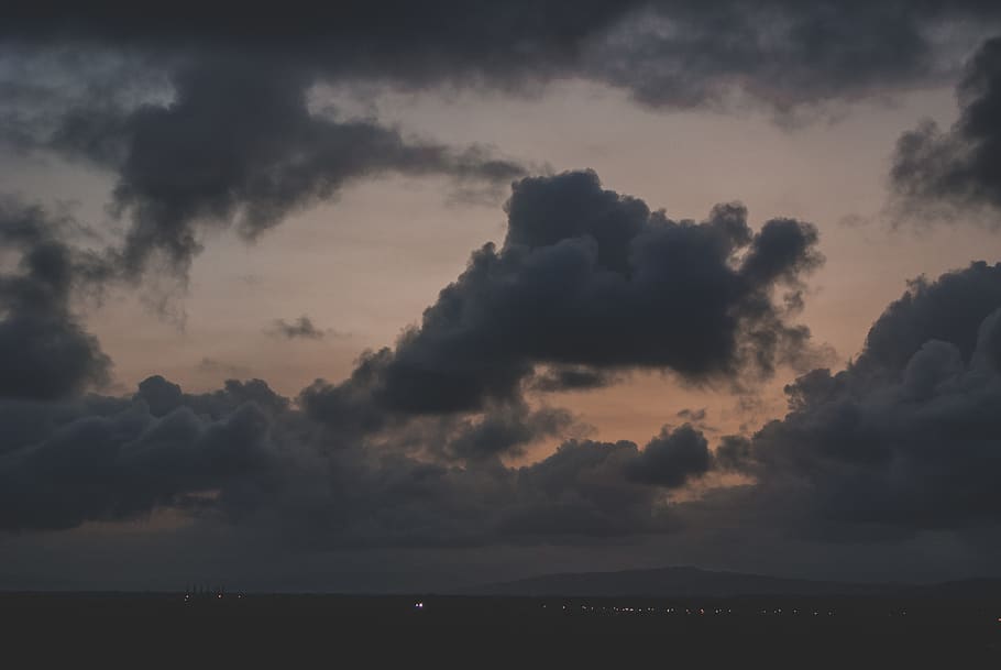 cloudy sky during nightime, nature, weather, outdoors, cumulus HD wallpaper