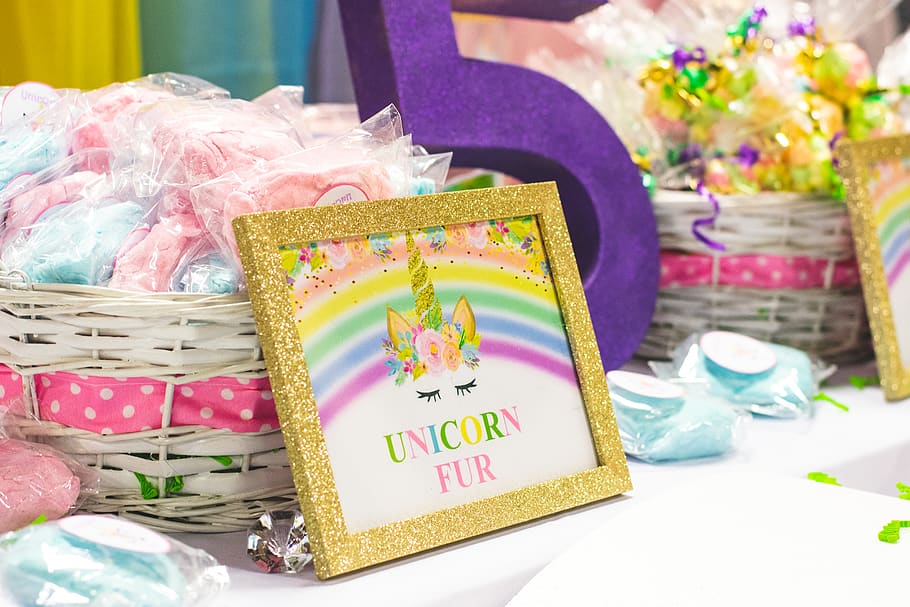Unicorn Fur Frame, art, baskets, birthday, bright, celebration