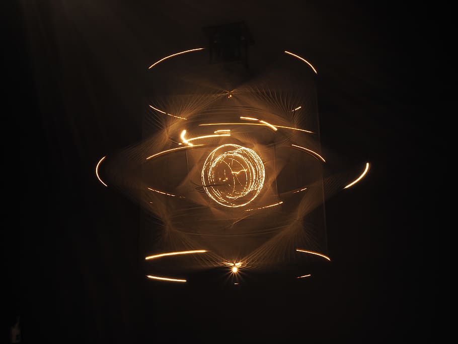 abstract, lighttrails, illuminated, light bulb, filament, glowing HD wallpaper