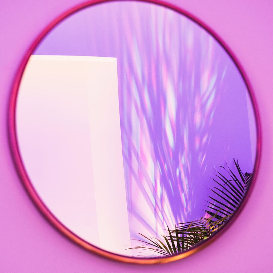 Oval Brown Framed Mirror, bright, circle, close -up, colors, decoration, HD wallpaper