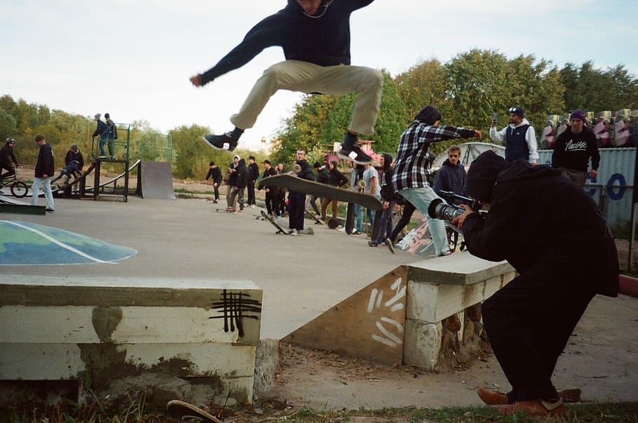 Person Using Skateboard, action, fun, man, motion, people, skating HD wallpaper