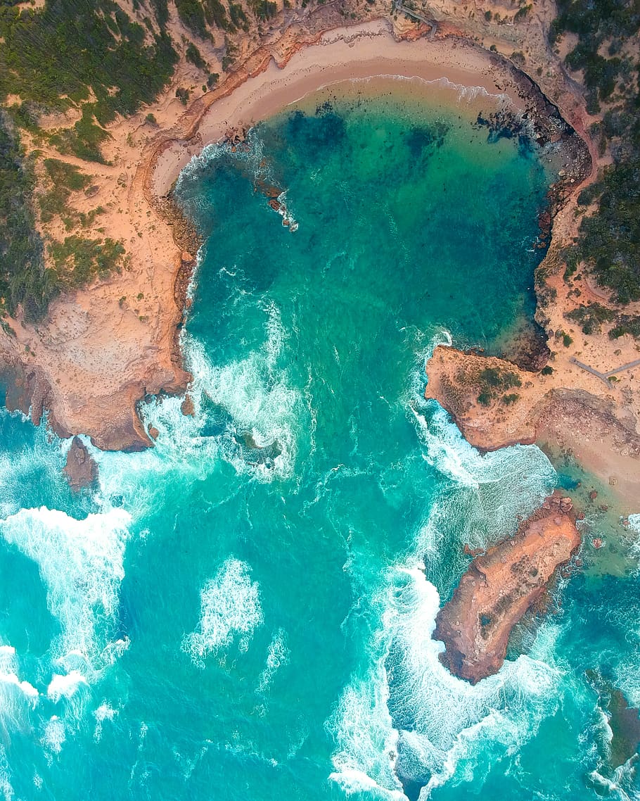 HD Wallpaper: Aerial Photography Of Body Of Water, Photography Of Body