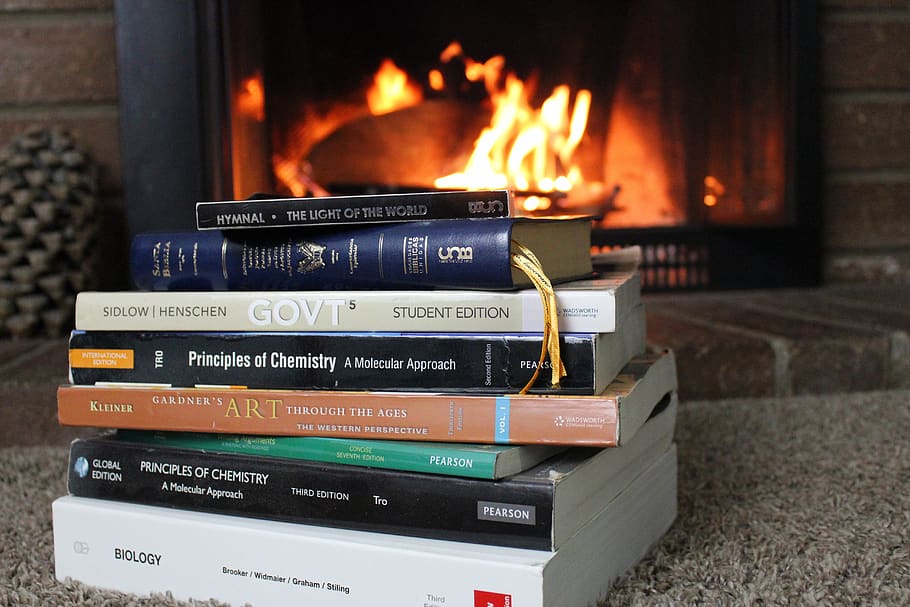 heat, fireplace, flame, study, homework, bible, hymns, christian HD wallpaper