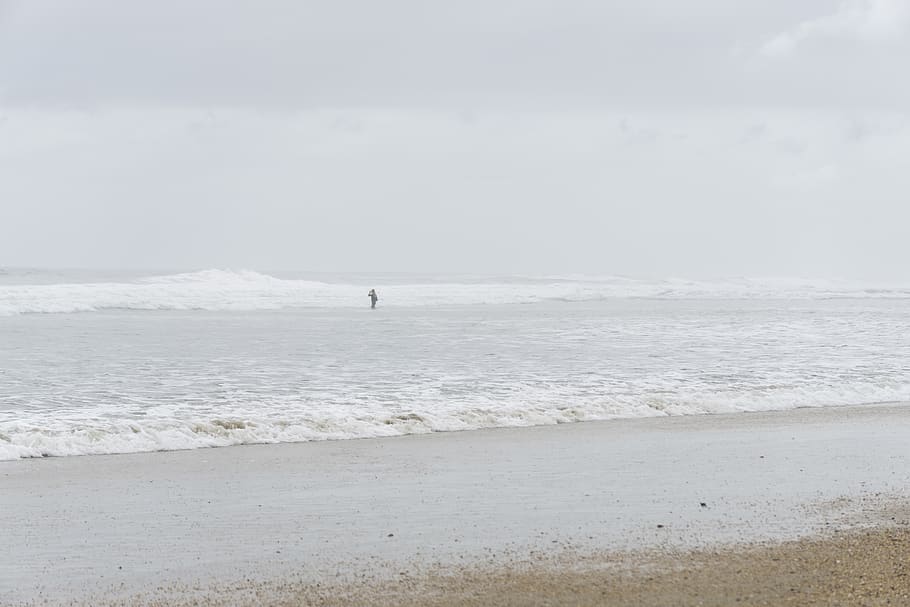 france, tarnos, alone, foam, waves, beach, sand, white, water HD wallpaper
