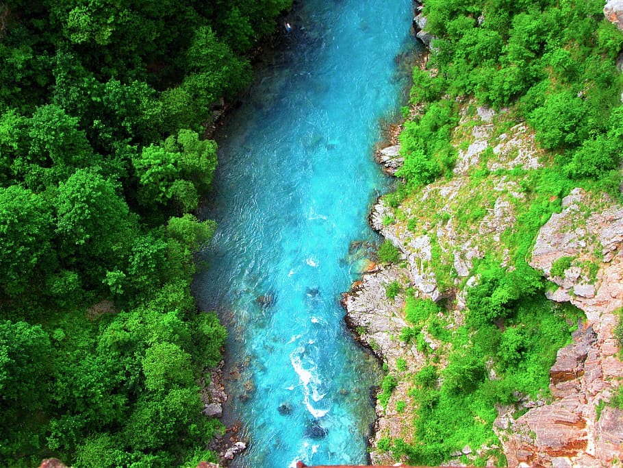 montenegro, đurđevića tara bridge, nature, drone, stream, HD wallpaper