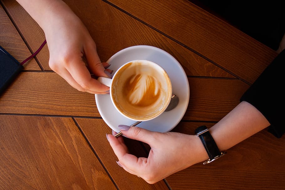 Person Holding Ceramic Mug, art, breakfast, brown, caffeine, close-up HD wallpaper