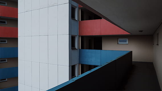 germany, berlin, red, perspective, angles, lines, modern, white HD wallpaper