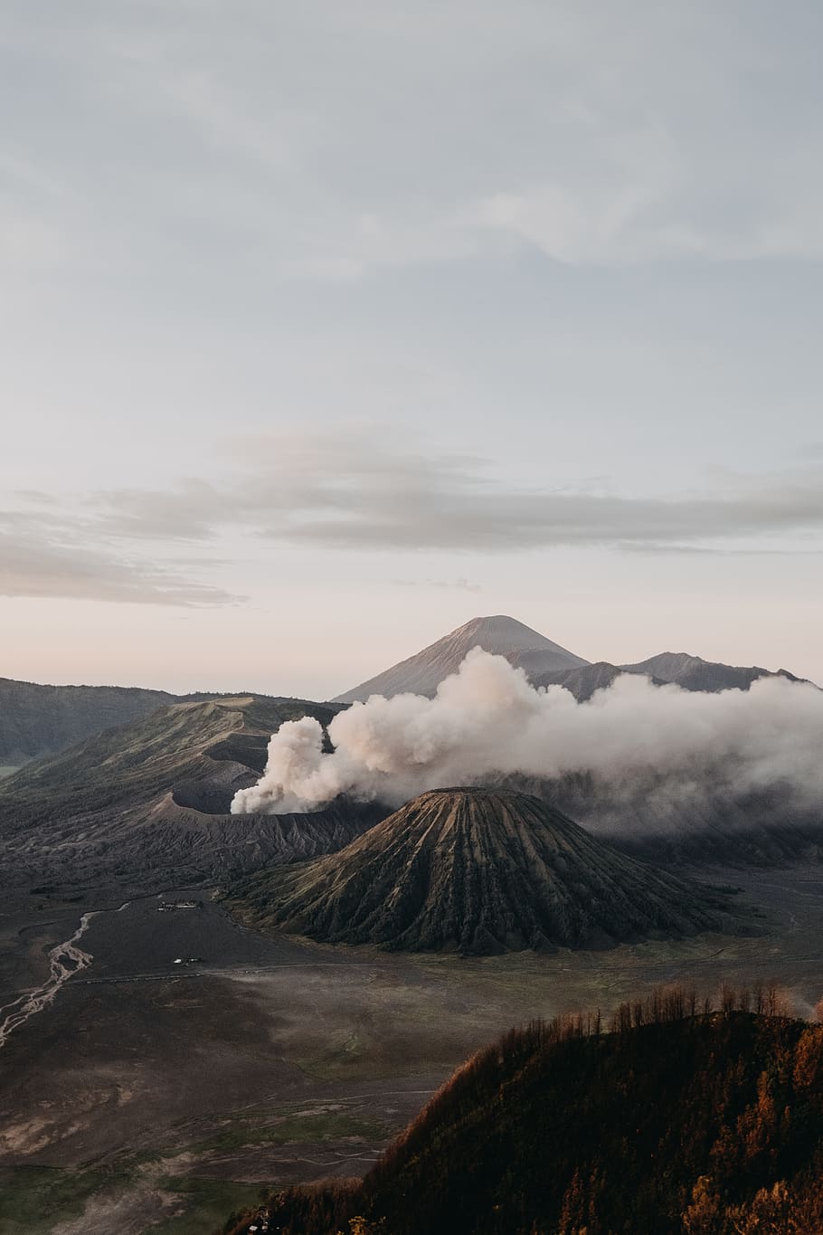 clouds forming under mountain during sunset, volcano, scenics - nature HD wallpaper