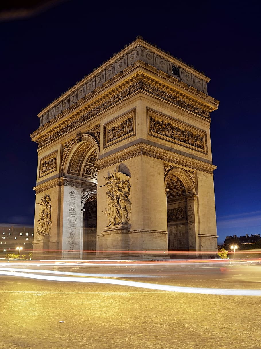 Arch De Triomphe, Paris, arc de triomphe de l'étoile, cars, champs-élysées, HD wallpaper