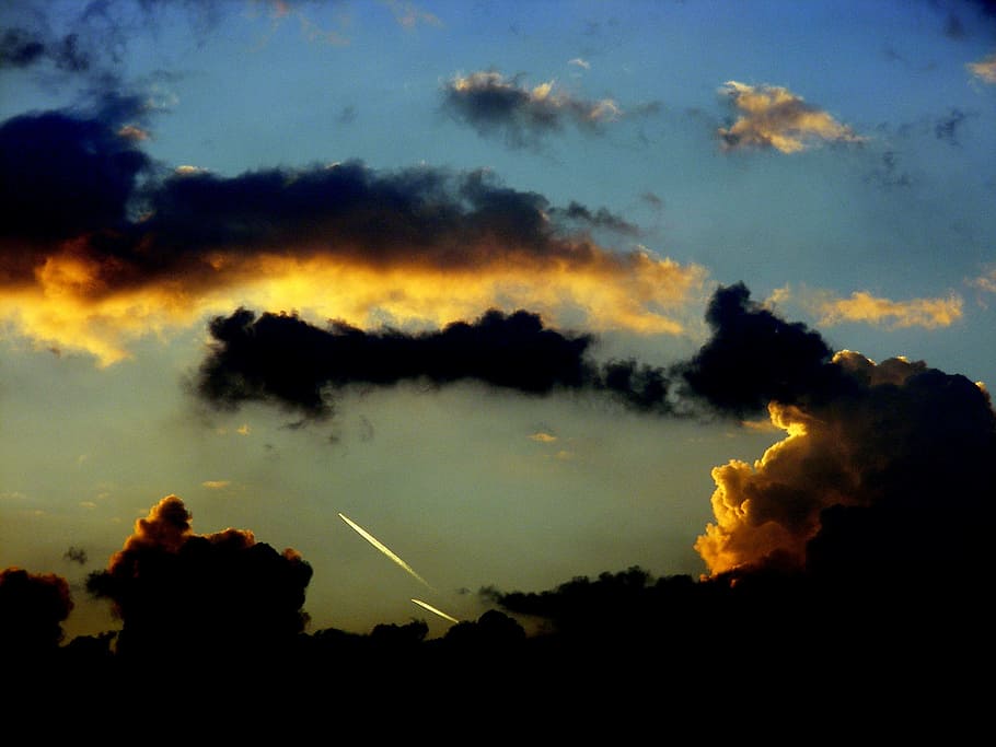 cloud, cloudy, nature, sky, dark, cloud - sky, silhouette, sunset HD wallpaper
