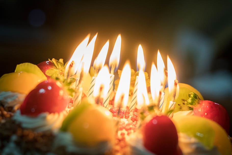 cake, happy, luz, cumpleaños, burning, fire, candle, flame, HD wallpaper