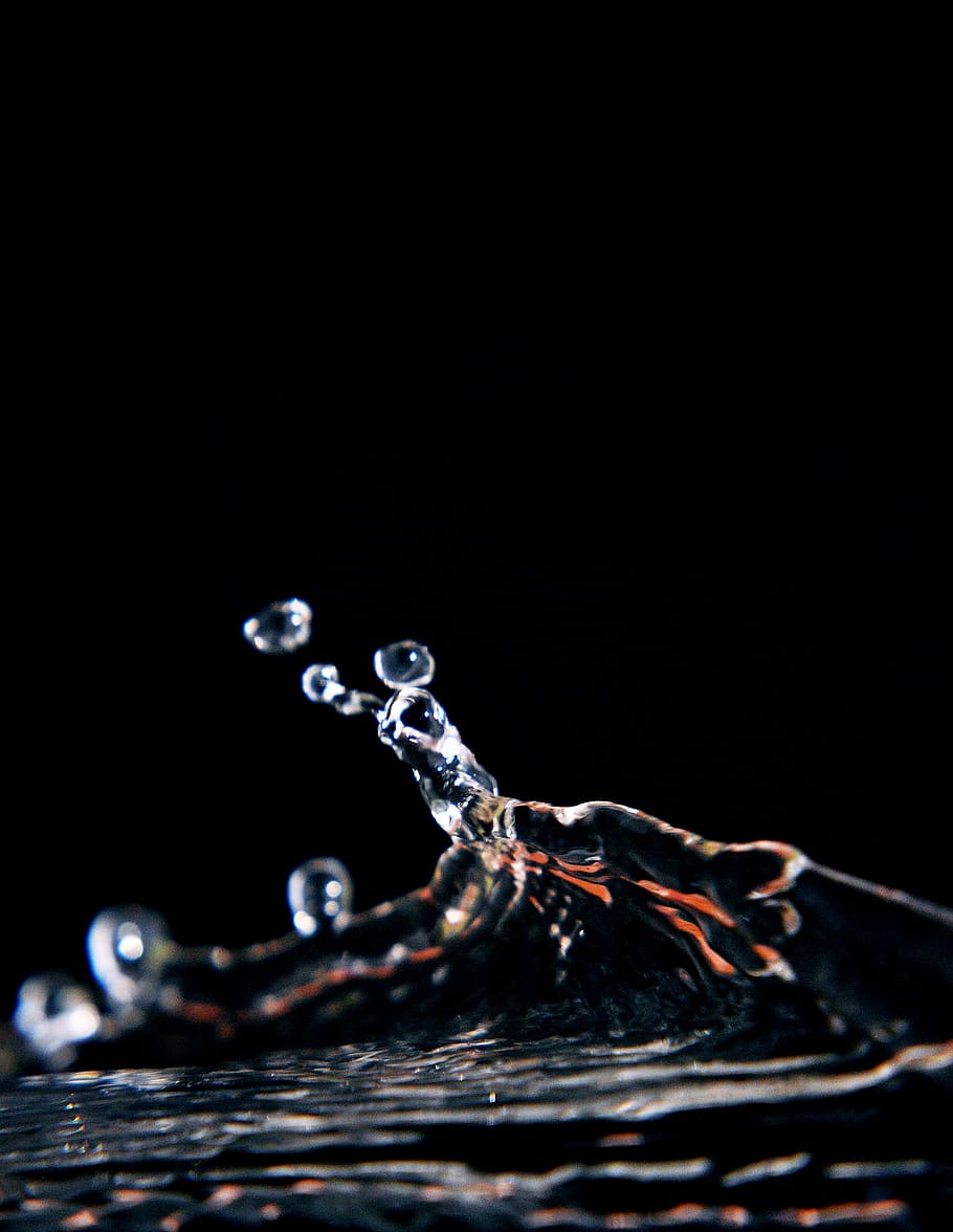 Water Wave Wallpaper, black background, bubble, clean, clear