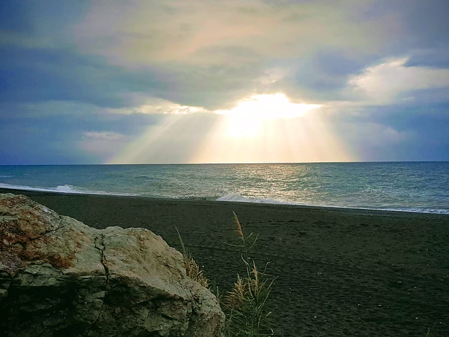 beach, torre del mar, velez-malaga, nature, landscape, sea, HD wallpaper