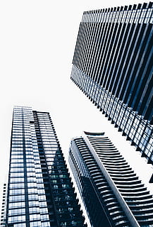 bottom view of buildings, architecture, metropolitan, skyscraper HD wallpaper