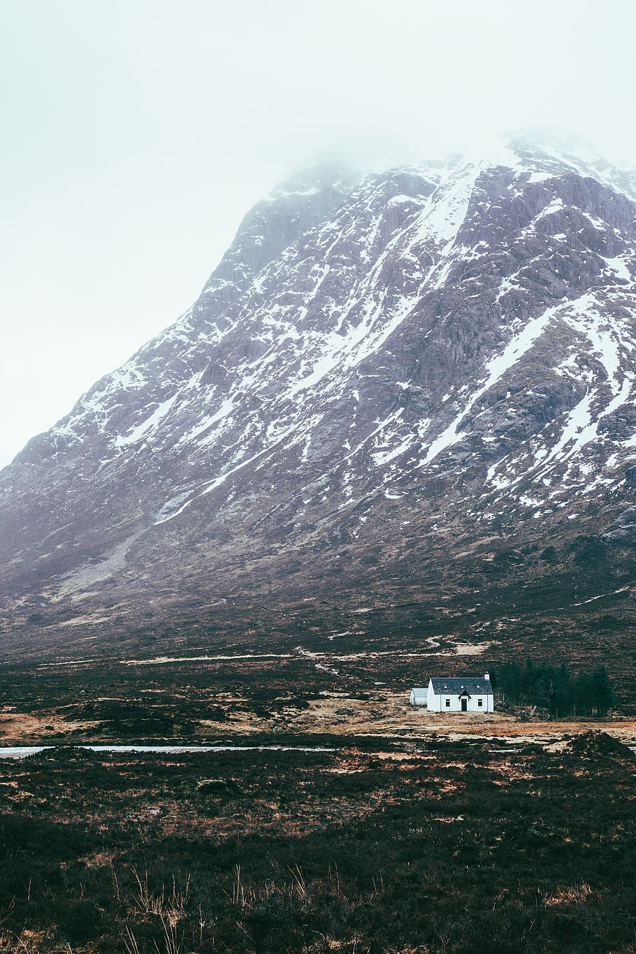 united kingdom, skye, snow, house, remote, building, white house, HD wallpaper