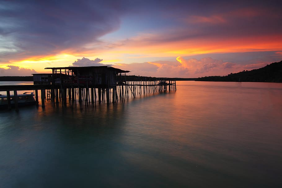 Scenic View of Sea Against Sky at Sunset, beach, boat, dawn, dock HD wallpaper