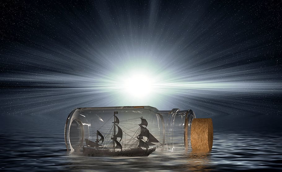 HD wallpaper: boat, bottle, light, water, rendering, backgrounds, night,  star | Wallpaper Flare