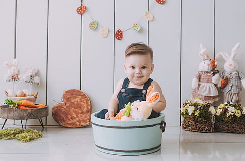easter, child, baby, spring, children, decoration, nature, rabbit HD wallpaper