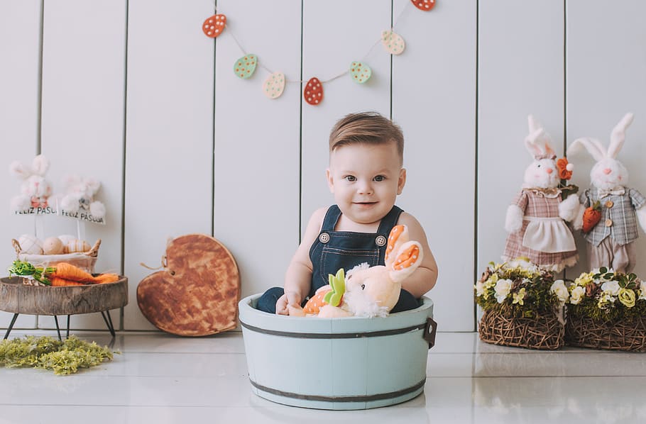 easter, child, baby, spring, children, decoration, nature, rabbit HD wallpaper