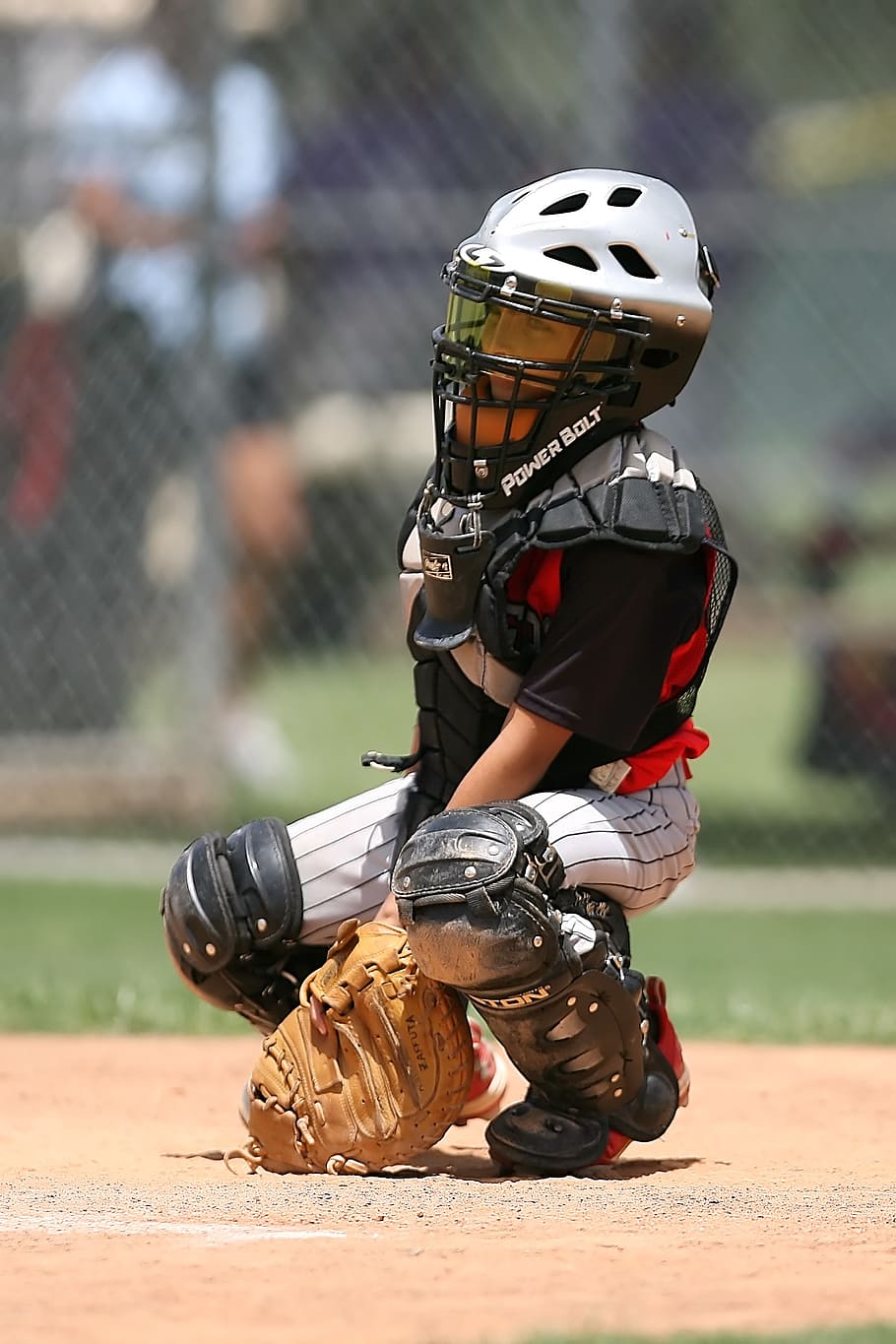 Boy in Black Power Balt Baseball Helmet, athlete, catcher, catching, HD wallpaper