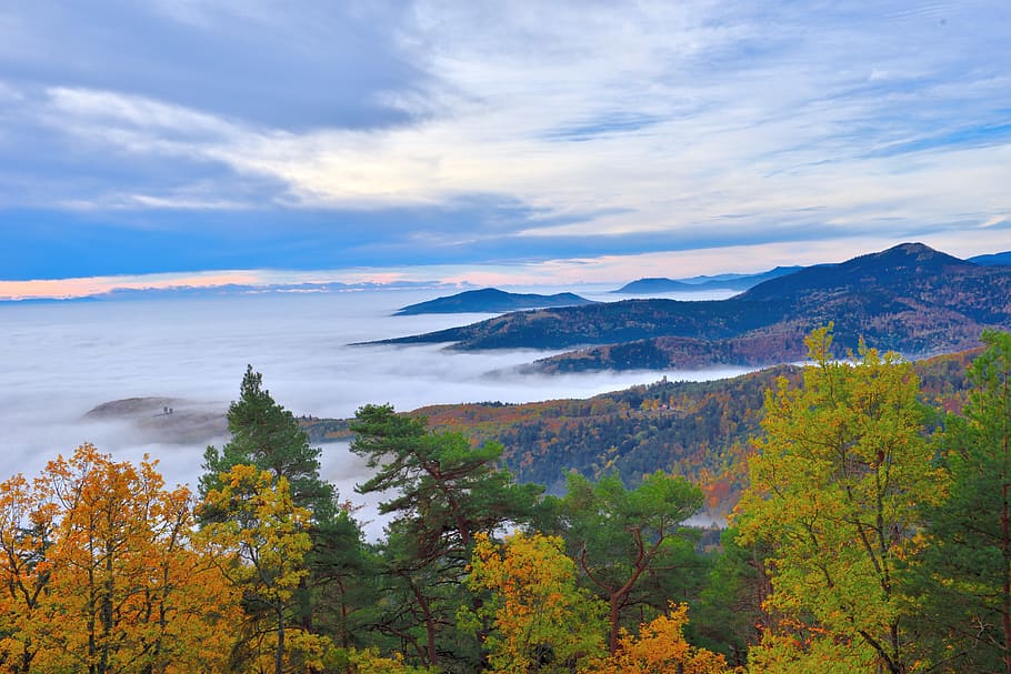 mountains, landscape, nature, clouds, hills, beauty in nature HD wallpaper