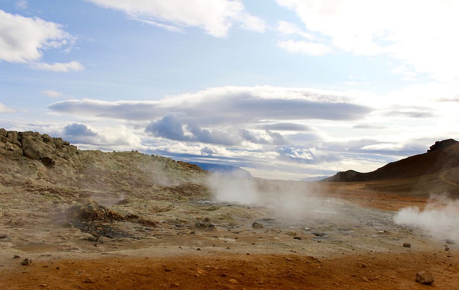 iceland, námafjall, beauty in nature, scenics - nature, cloud - sky HD wallpaper