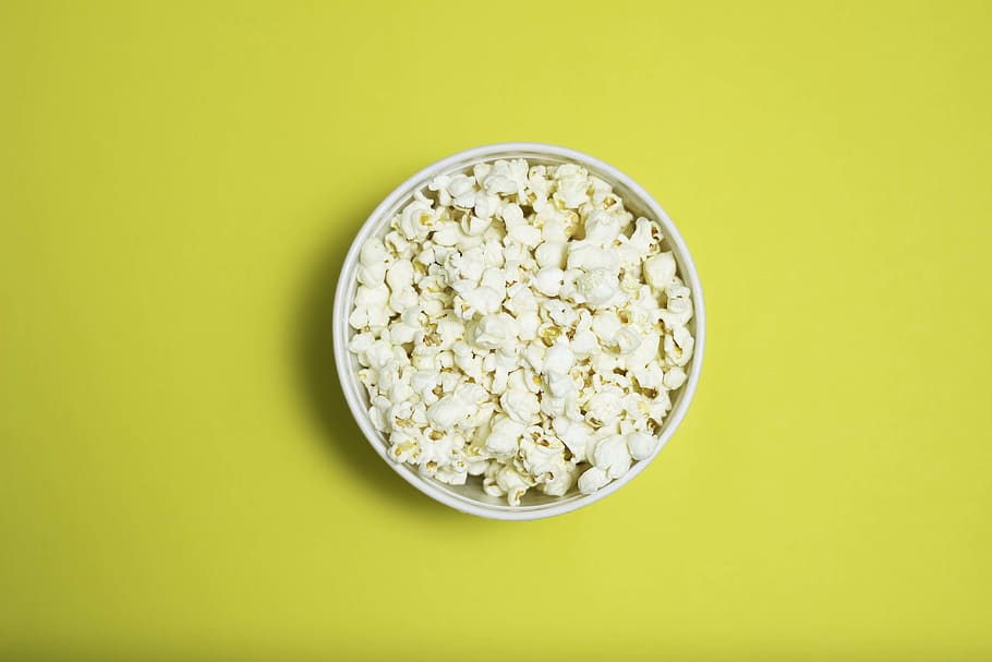 Popcorn Serving in White Ceramic Bowl, delicious, snack, tasty HD wallpaper
