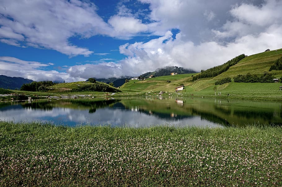 water, summer, clouds, austria, mountains, nature, fiss, scenics - nature HD wallpaper