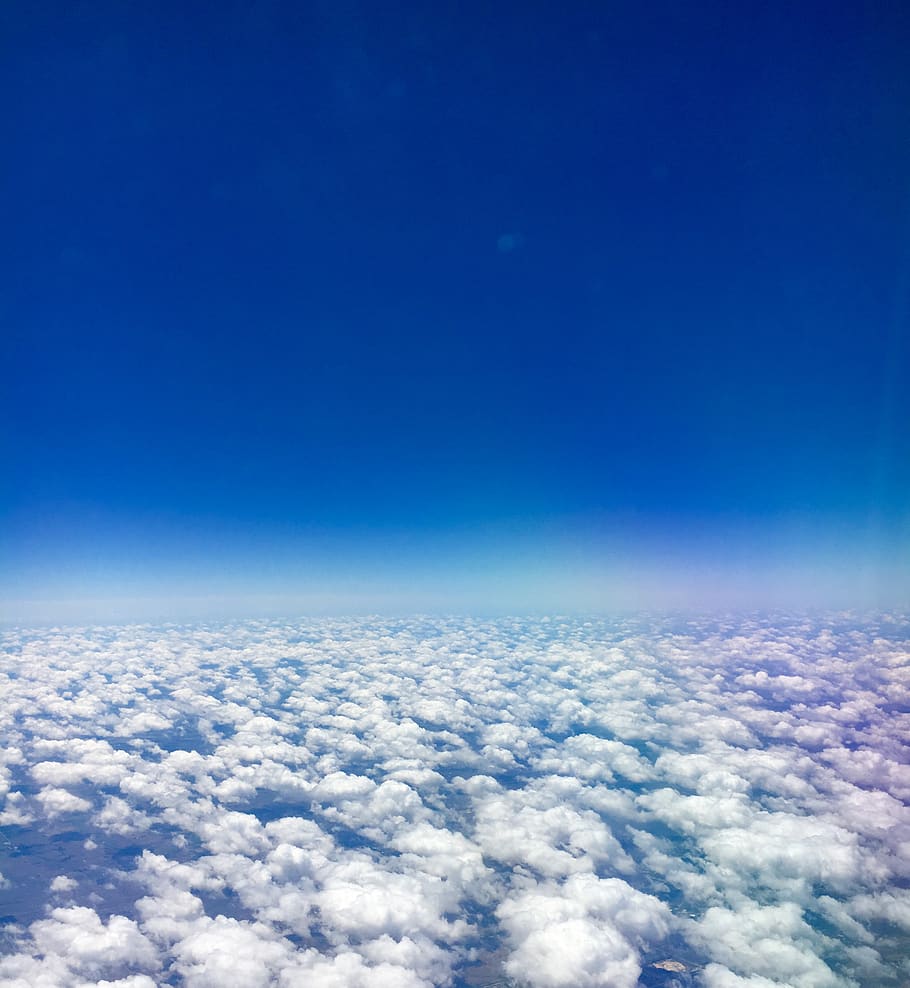 sky, cloudy, airplane, blue, cloudscape, cloud - sky, atmosphere HD wallpaper